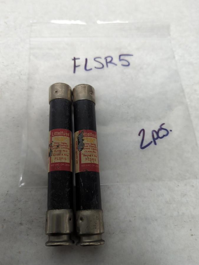 Used LITTELFUSE,FLSR-5,SLO-BLO 5 AMP FUSE LOT OF 2 PRE-OWNED