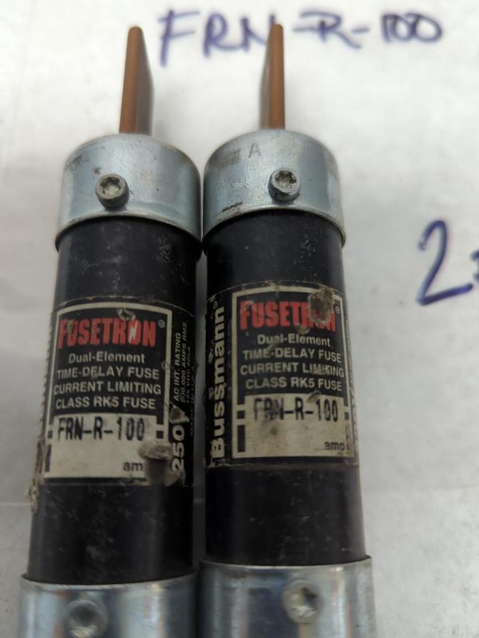 Used COOPER BUSSMANN,FRN-100,FUSETRON 100 AMP FUSE LOT OF 2 PRE-OWNED