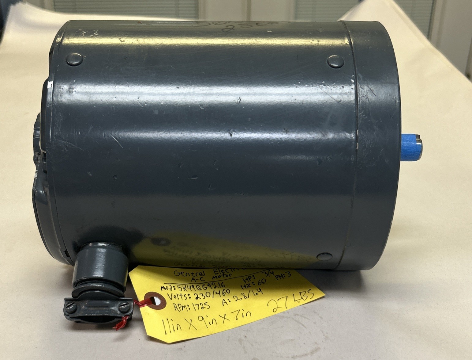 Used GE,5K49QG9216,AC MOTOR 3/4HP 230/460V 1725RPM 3PH 56C FRAME
