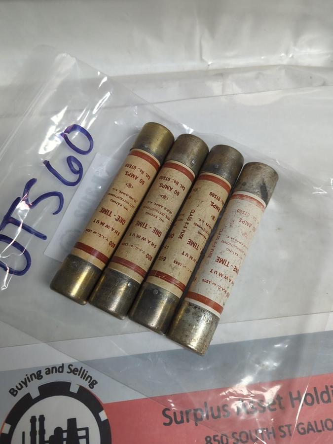 Used GOULD SHAWMUT,OTS60,ONE-TIME 60 AMP FUSE LOT OF 4 PRE-OWNED