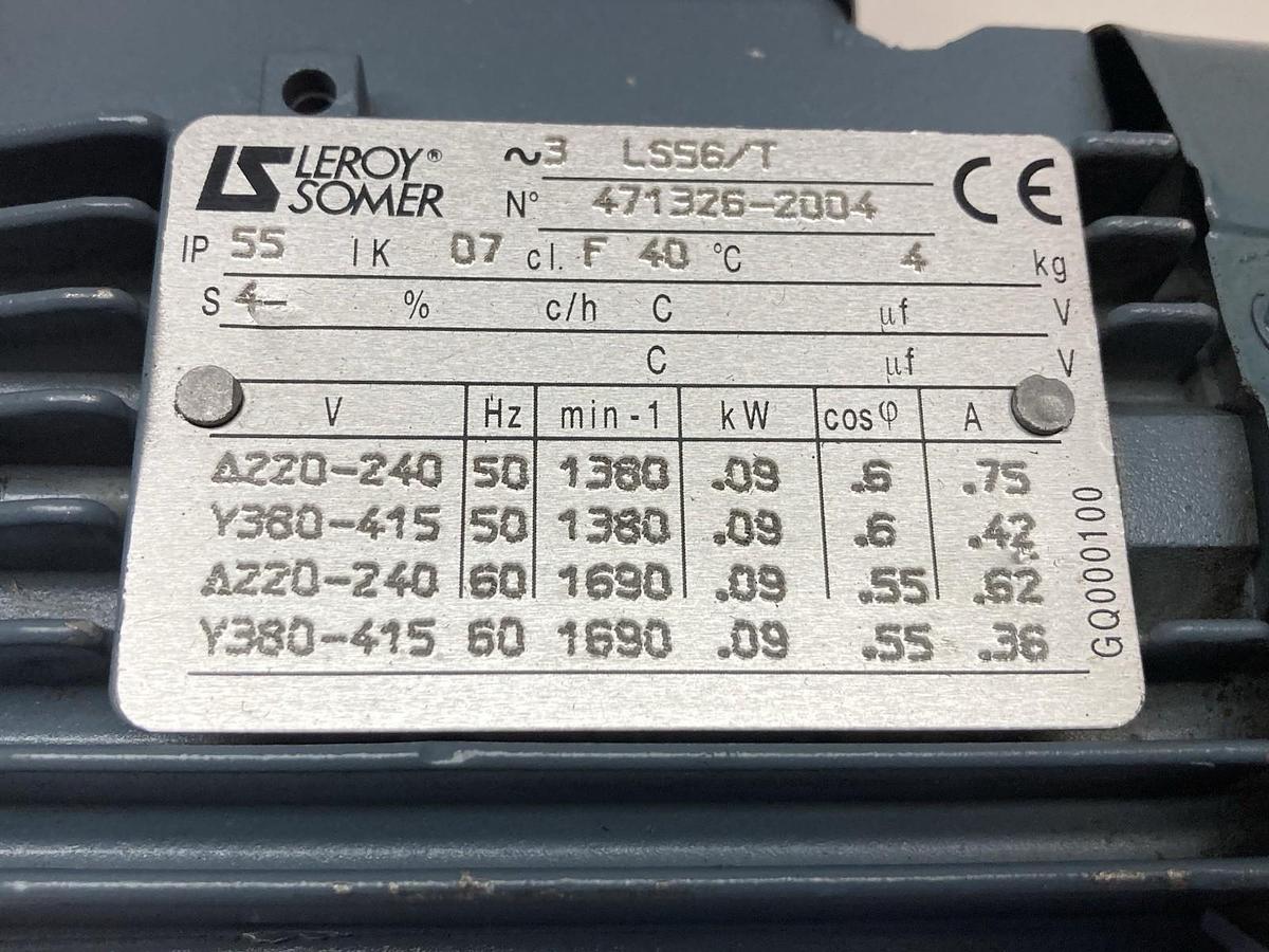 Used Leroy Somer,LS56/T,Motor w/ Gear Reducer 2R945151
