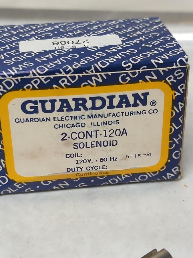 GUARDIAN,2-CONT-120A,SOLENOID 120V 60HZ NOS