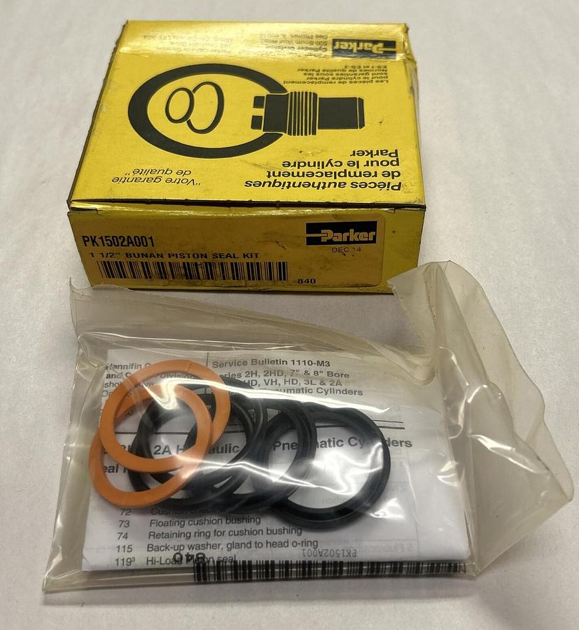 Used PARKER,PK1502A001,CYLINDER PISTON SEAL KIT 1-1/2 INCH NEW