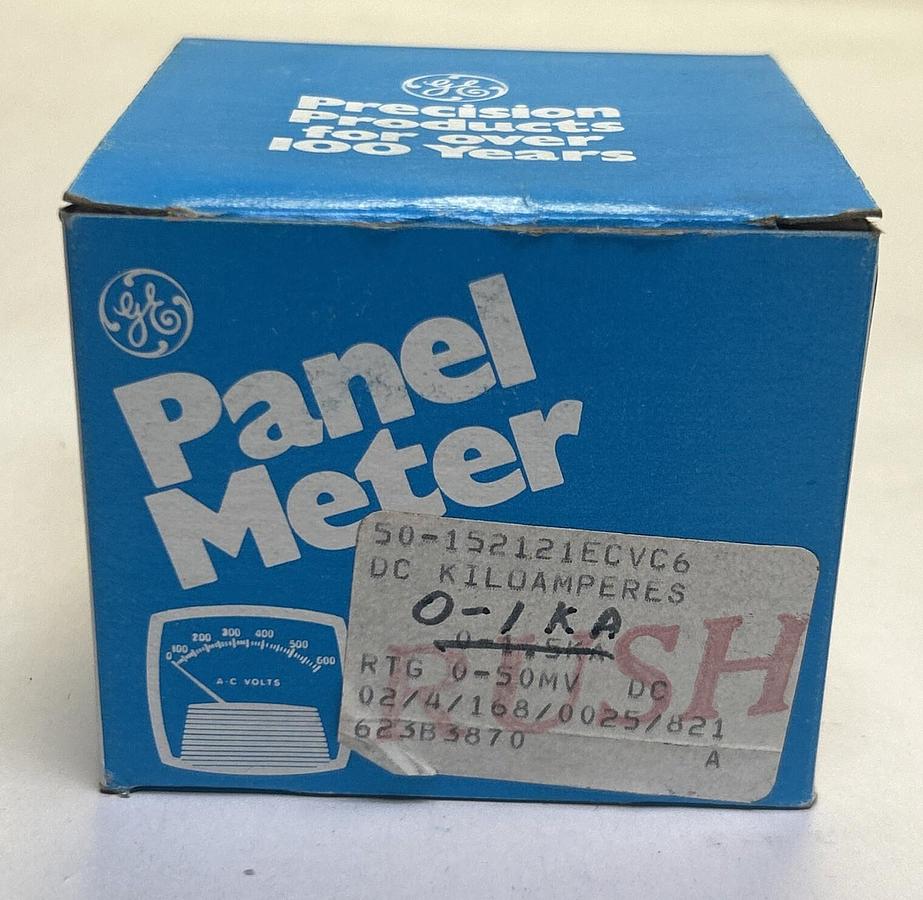 Used GENERAL ELECTRIC,50-152121ECVC6,PANEL METER 0-1 DC KILOAMPERES NEW