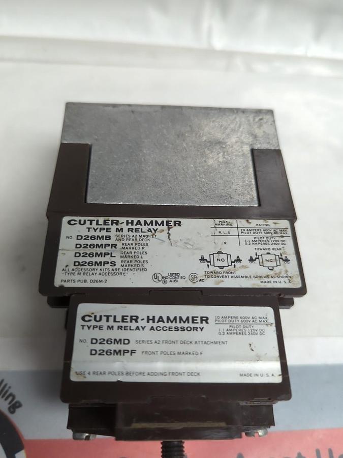 Used CUTLER-HAMMER,D26MD,TYPE M RELAY PRE-OWNED