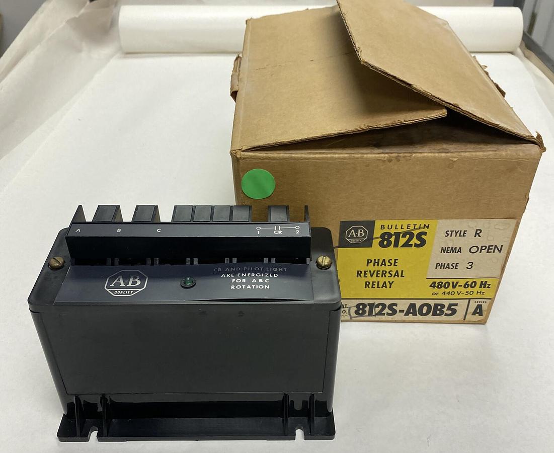 Used ALLEN BRADLEY,812S-AOB5,SER A PHASE REVERSAL RELAY 3PH 440V/480V 50/60HZ NEW