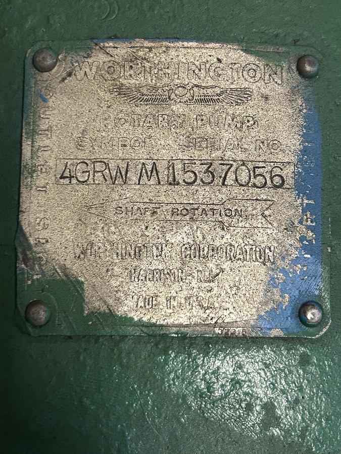 Used WORTHINGTON,4GRWM1,ROTARY GEAR PUMP 4"