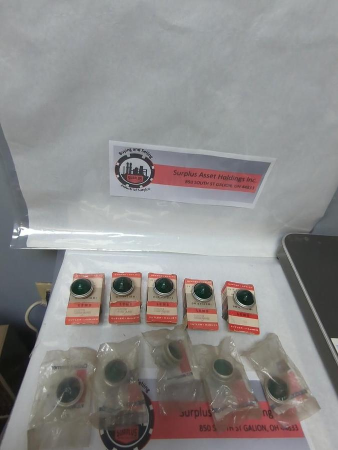 CUTLER-HAMMER,10250TC8,GREEN GLASS LENS LOT OF 10 NOS