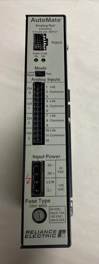Used Reliance Electric,61C345A,Analog Input Module 4-Point 4-20mA Refurbished
