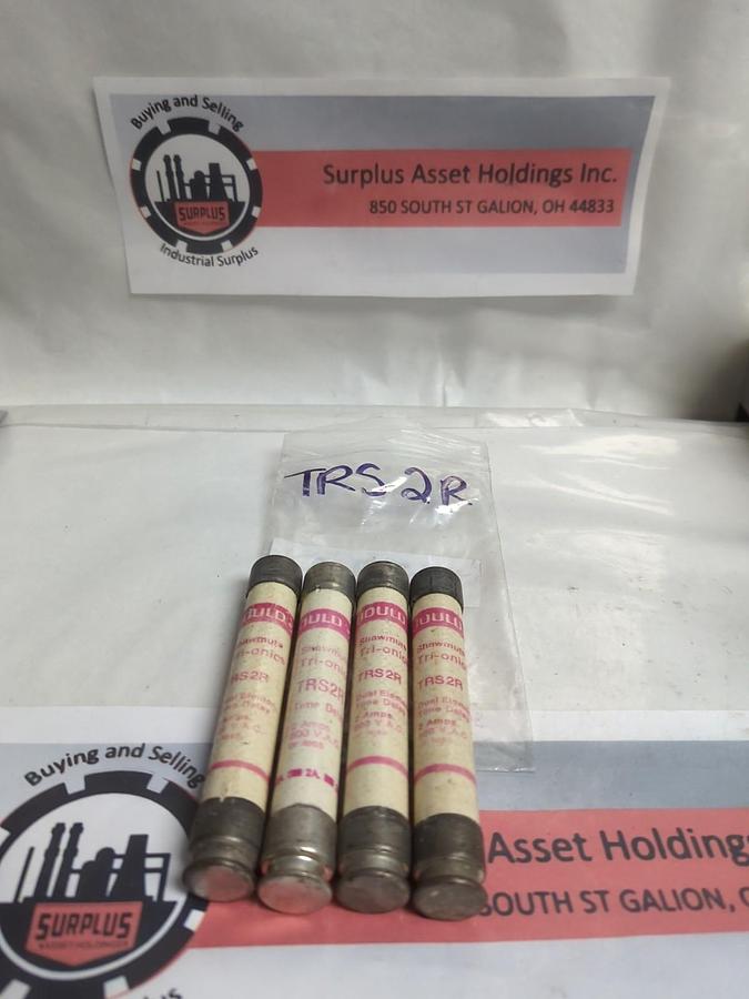 Used GOULD SHAWMUT,TRS-2R,TRI-ONIC 2 AMP FUSE LOT OF 4 PRE-OWNED