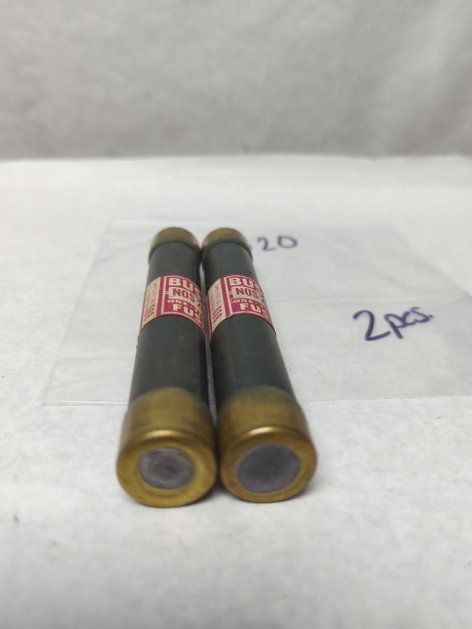 Used COOPER BUSSMANN,NOS-20,ONE-TIME 20 AMP FUSE LOT OF 2 PRE-OWNED
