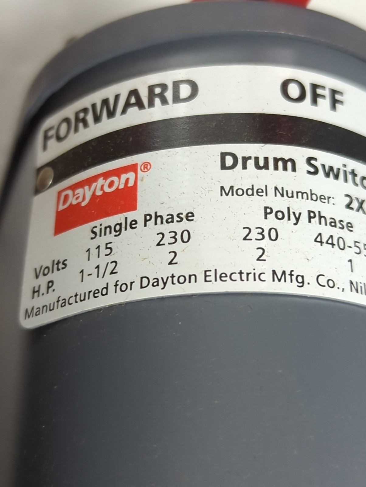 DAYTON,2X441A,REVERSING DRUM SWITCH NOS