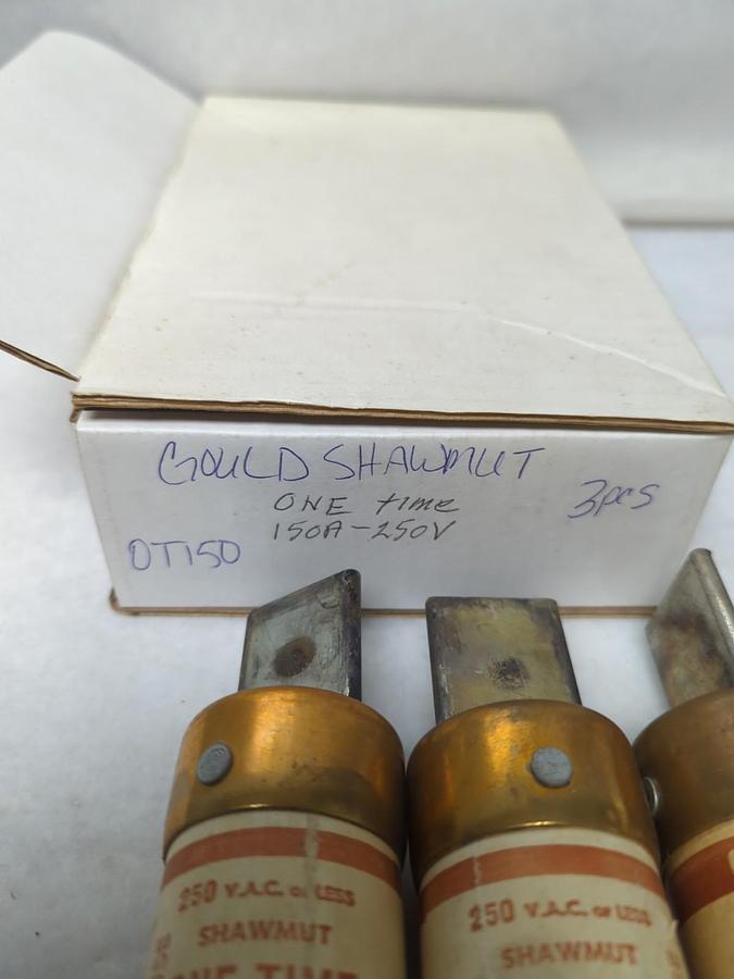 Used GOULD SHAWMUT,OT150,ONE-TIME 150 AMP FUSE LOT OF 3 PRE-OWNED