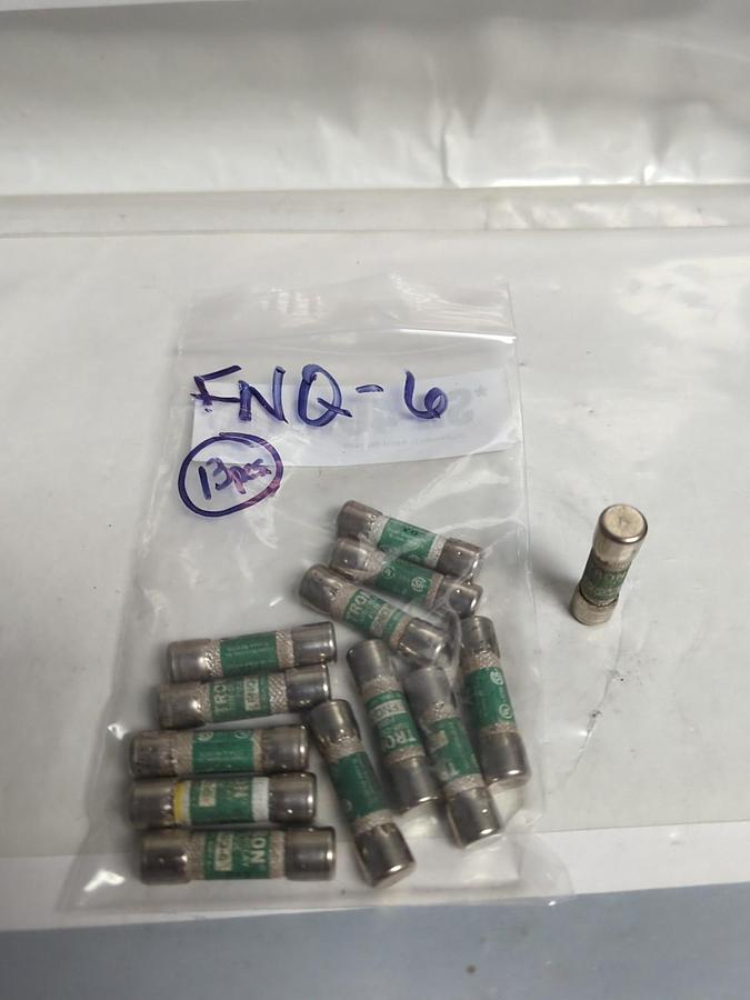 Used COOPER BUSSMANN,FNQ-6,TRON 6 AMP FUSE LOT OF 13 PRE-OWNED