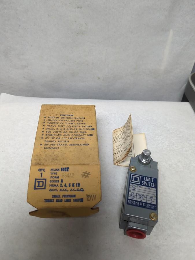 SQUARE D,B64A2,TURRET HEAD LIMIT SWITCH SERIES A CLASS 9007 NOS