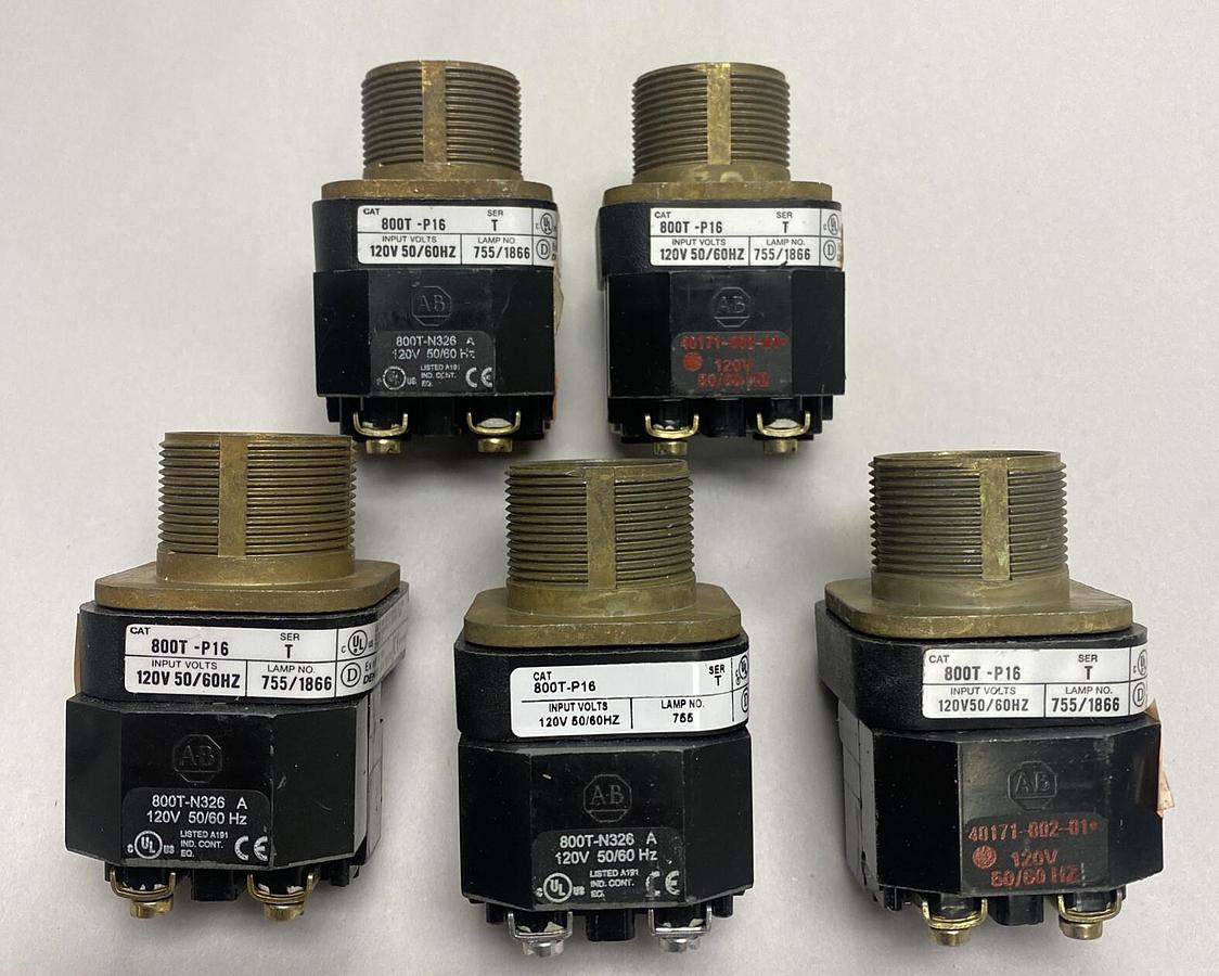 Used Allen-Bradley,800T-P16,Ser T Pilot Light Lot Of 5