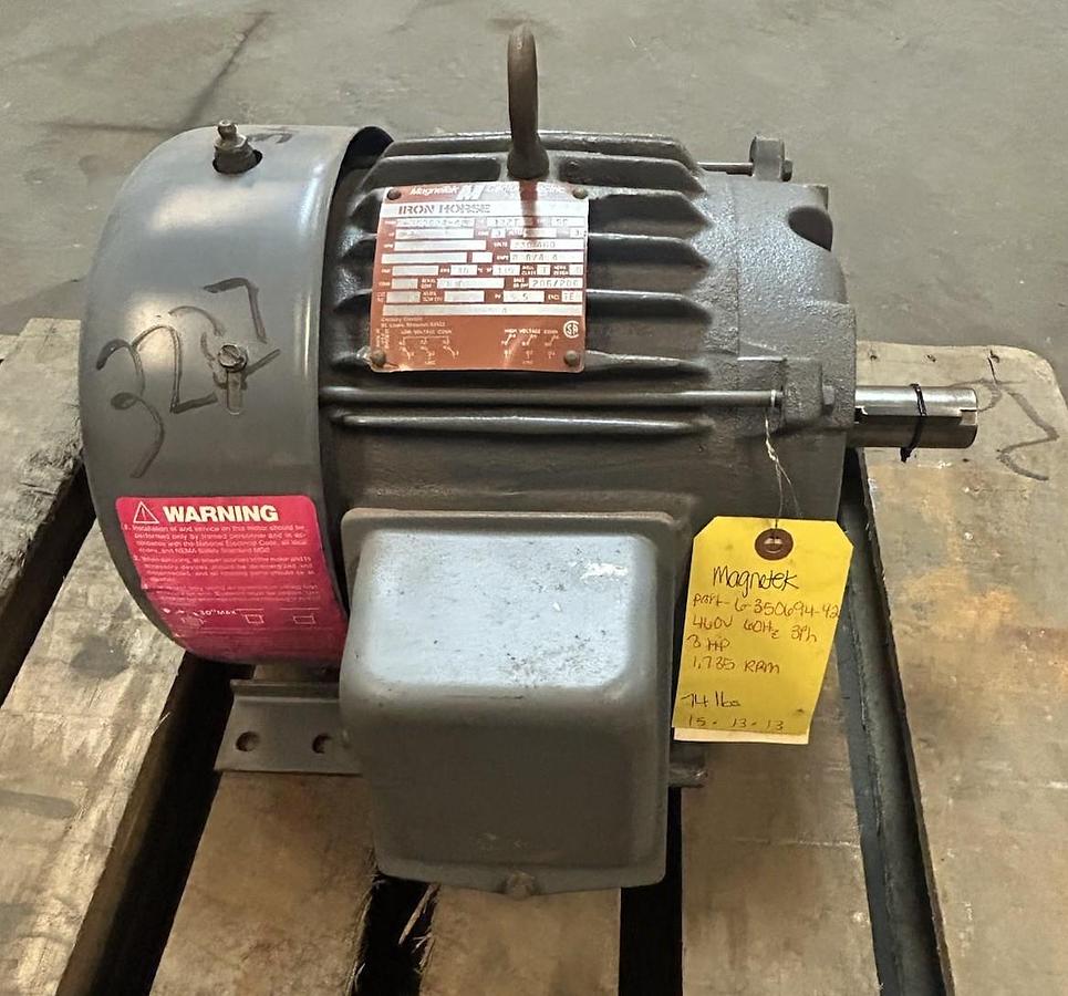 Used MAGNETEK,6-350694-42,MOTOR 3HP 230/460V 1735RPM 3PH 182T FRAME