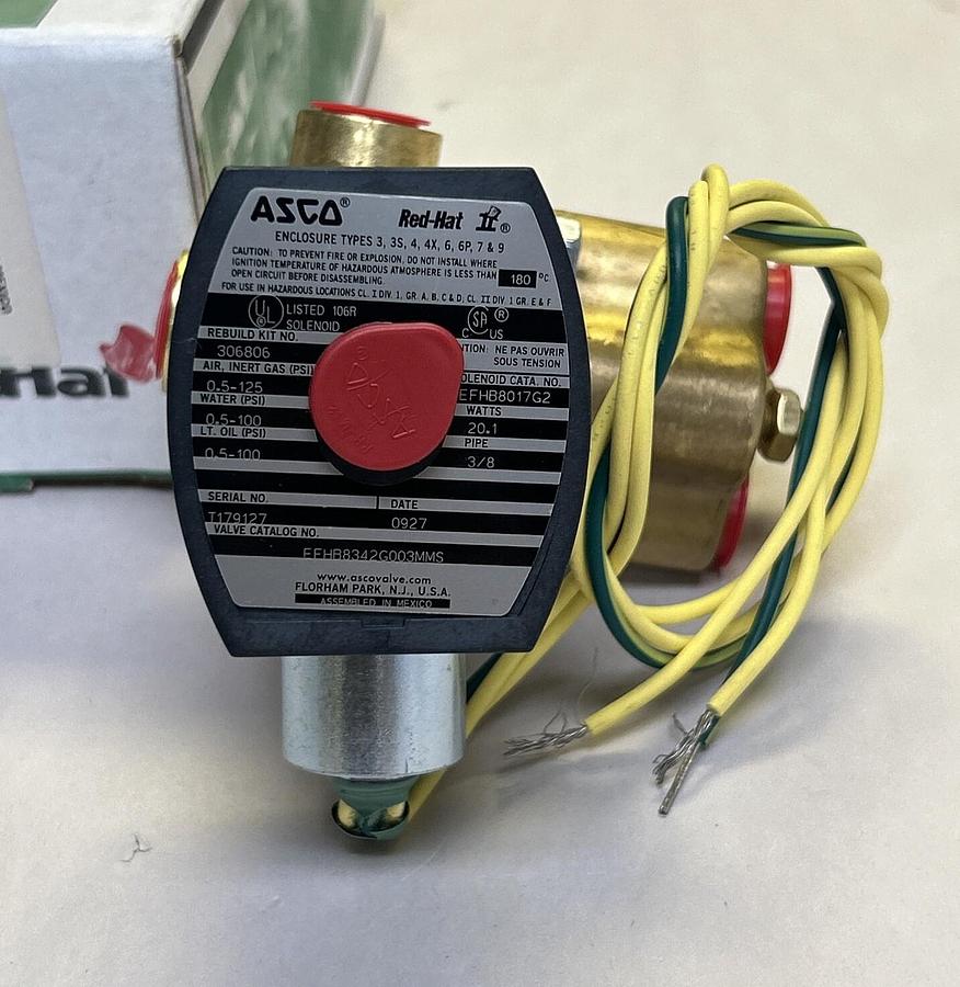 Used ASCO,EFHB8342G003MMS,SOLENOID VALVE 3/8INCH 4W 120V NEW
