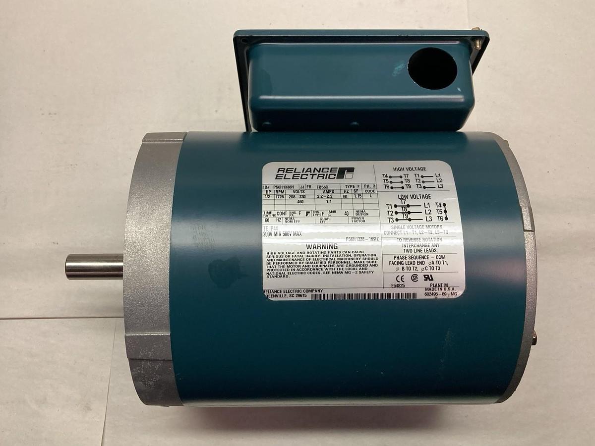 Reliance Electric,P56H1338H,3-Phase Motor 1/2Hp 1725rpm 60Hz Frame FB56C