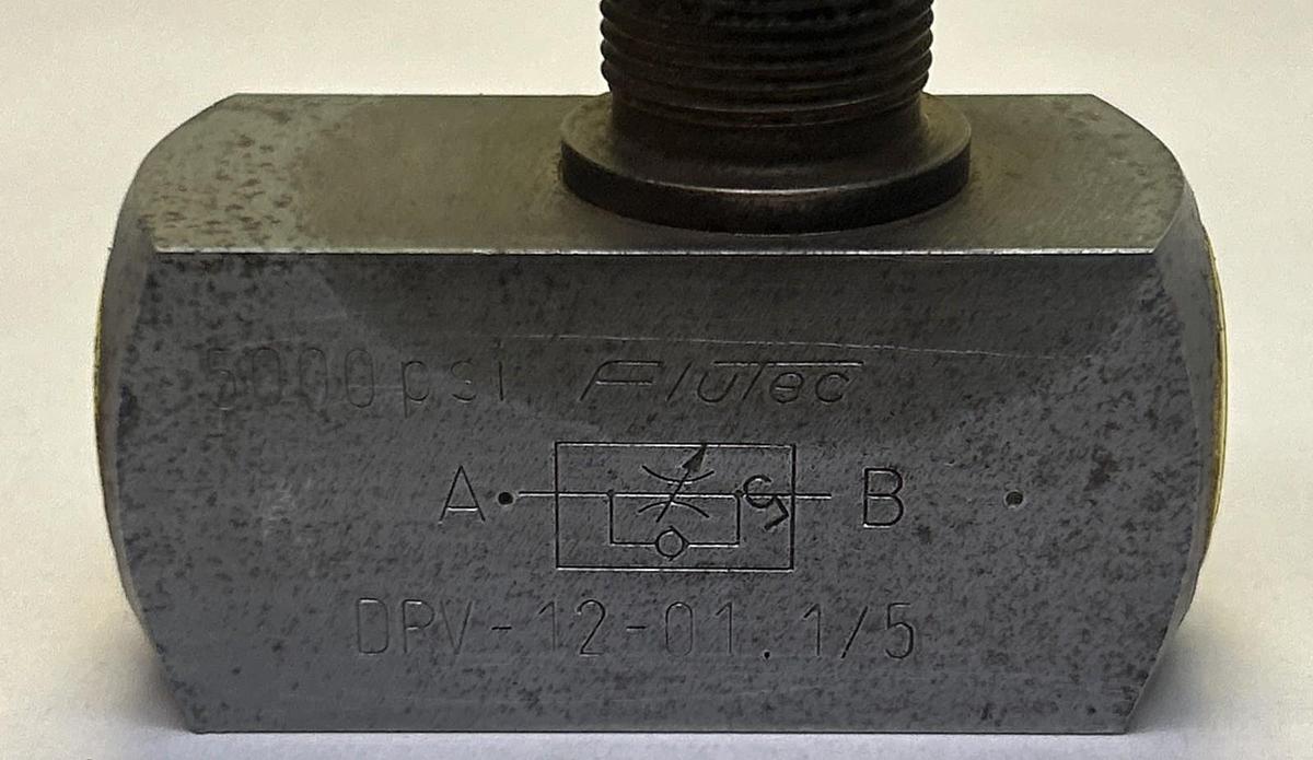 Used FLUTEC,DRV-12-01.1/5,FLOW CONTROL VALVE 5000 PSI