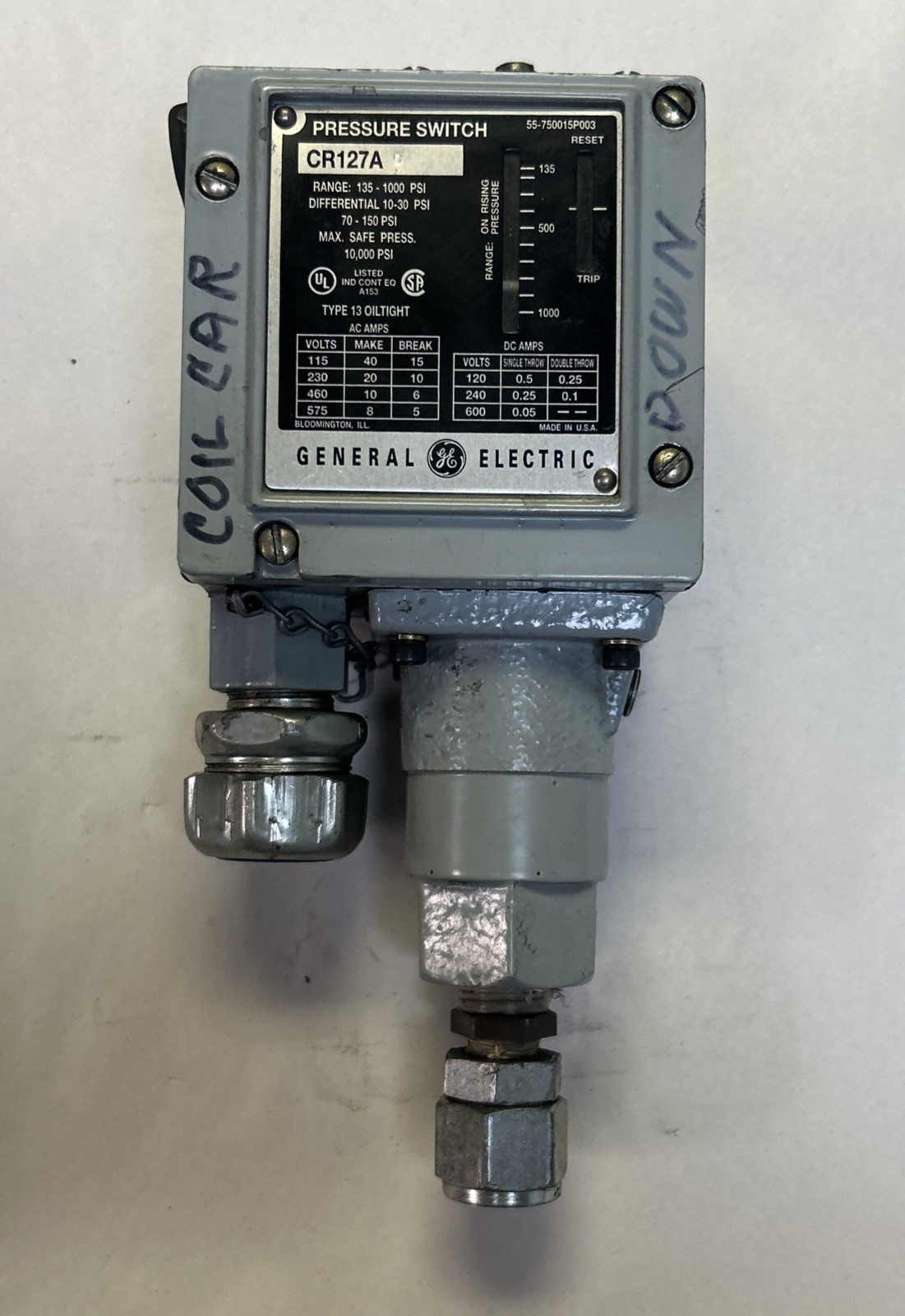 Used GENERAL ELECTRIC,CR127A5,PRESSURE SWITCH