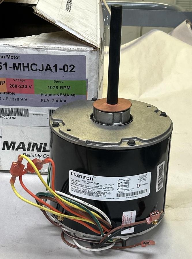 MAINLINE,MLW51-MHCJA1-02,CONDENSER FAN MOTOR 1/6-1/3HP 1075RPM 230V NEMA 48 FR