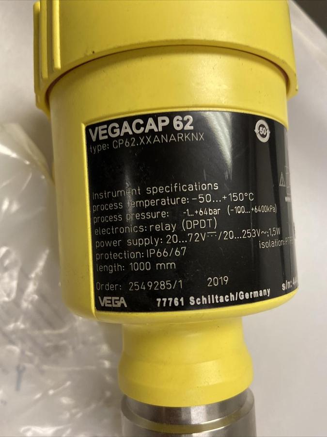 VEGA VEGACAP,62 CP62.XXANARKNX,LEVEL SENSOR PROBE