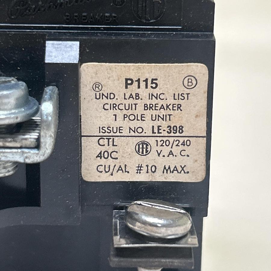 ITE,P115,PUSHMATIC CIRCUIT BREAKER 15A 120/240V 1P NOS