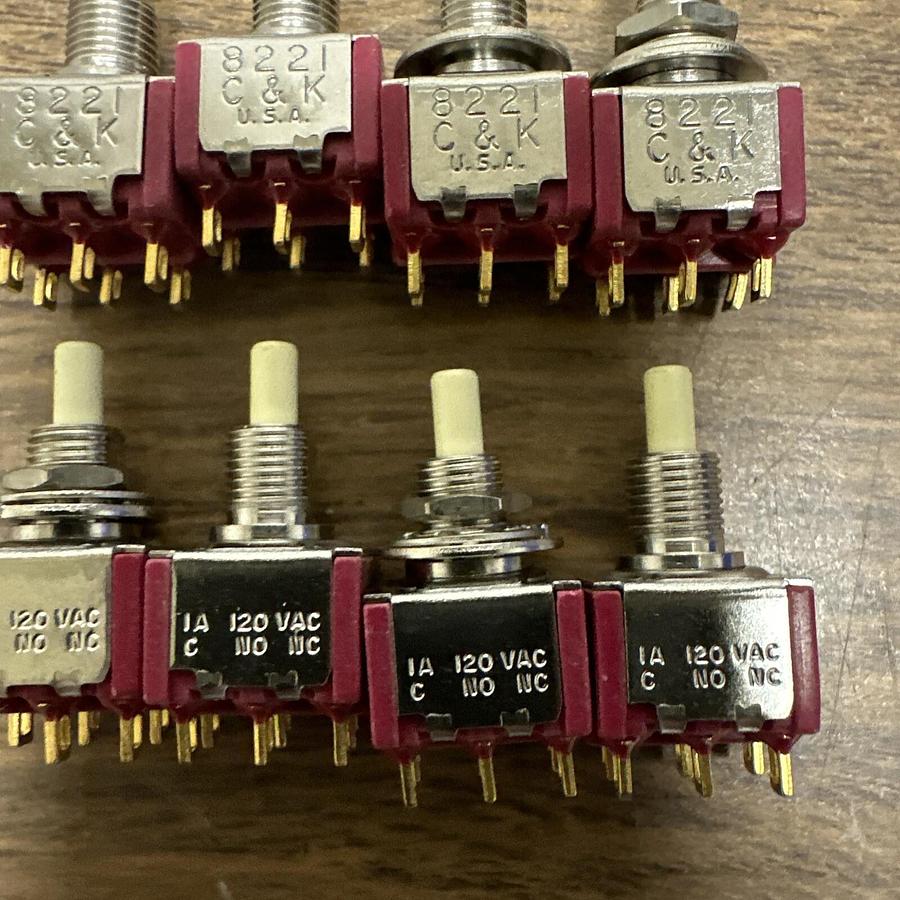 C&K,8221,Push Button Switch 120VAC 1Amp Lot of 8