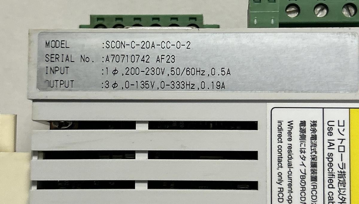 Used IAI CORPORATION,SC0N-C-20A-CC-0-2/RCS2-SA5C-A-20-3-500-T2-X15,ACTUATOR CONTROL
