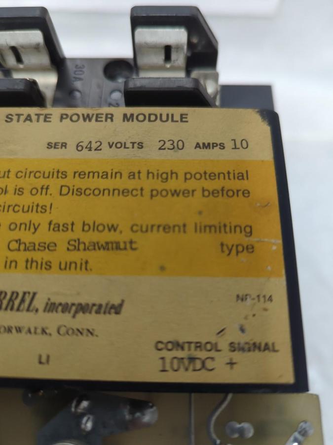 Used HARREL,PM-210F,SOLID STATE POWER MODULE SER 642 230V 10A PRE-OWNED