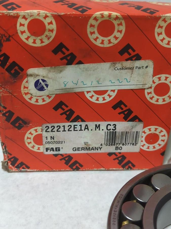FAG,22212E1A.M.C3,SPHERICAL ROLLER BEARING 60 X 110 X 28 MM NOS