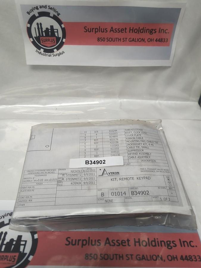 AVTRON,B34902,REMOTE KEYPAD KIT SIZE B NOS