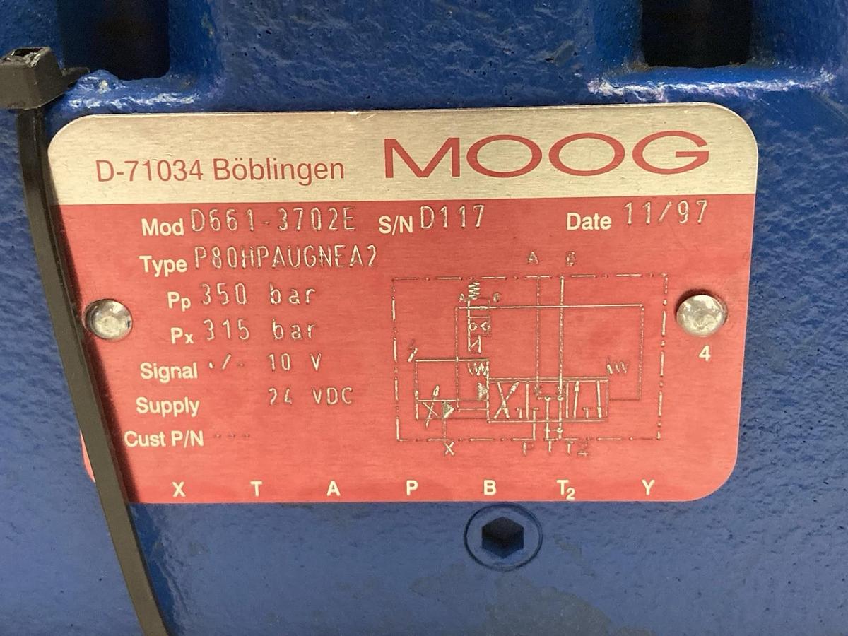 Used Moog,Model D661-3702E Type P80HPAUGNEA2,Servo Valve 350 bar 10V 24VDC