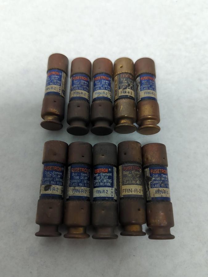 Used COOPER BUSSMANN,FRN-R-2,FUSETRON 2 AMP FUSE LOT OF 10 PRE-OWNED