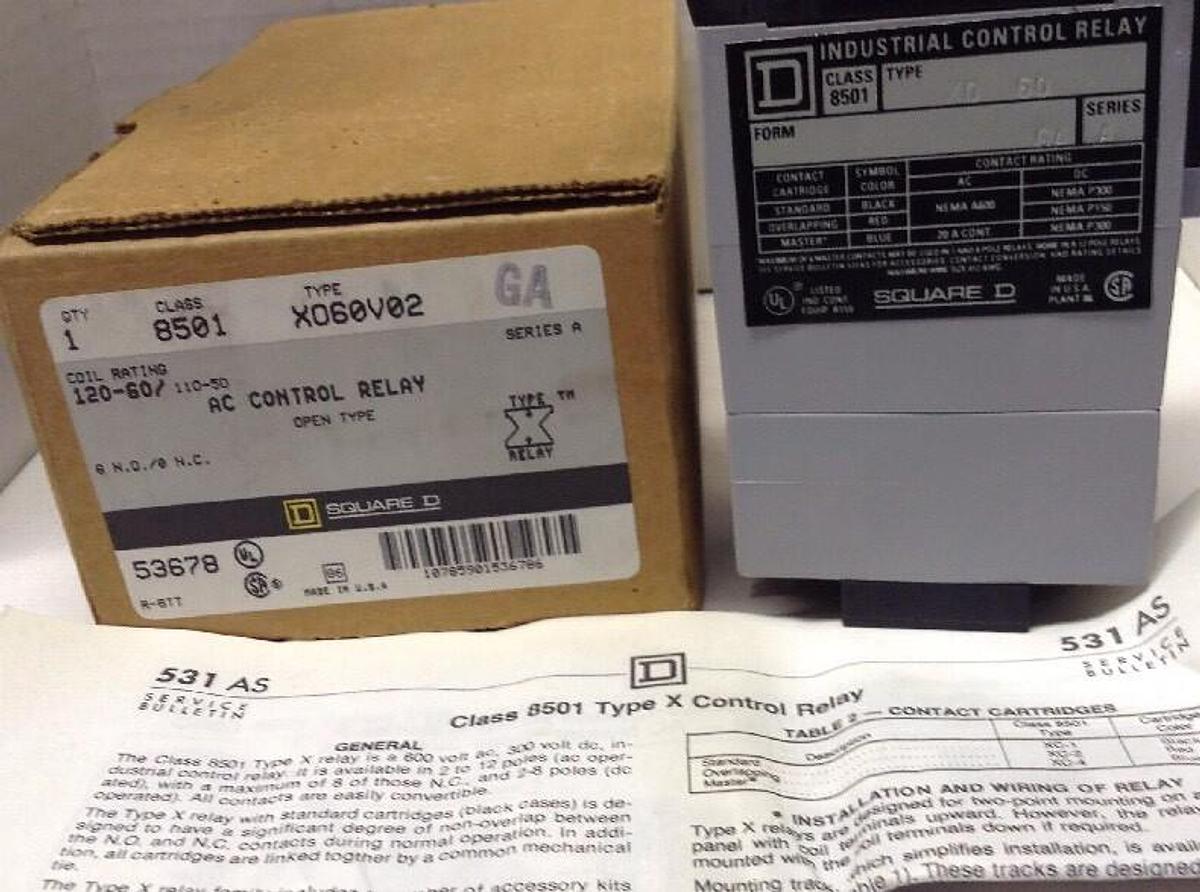 Square D,8501,Type X060V02 AC Control Relay