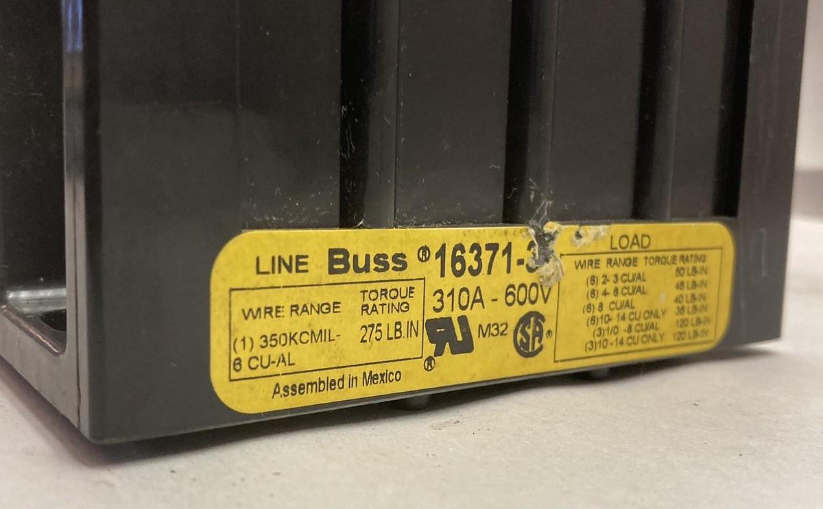 Used Bussmann,16371-3,Power Distribution Block 310A 600V