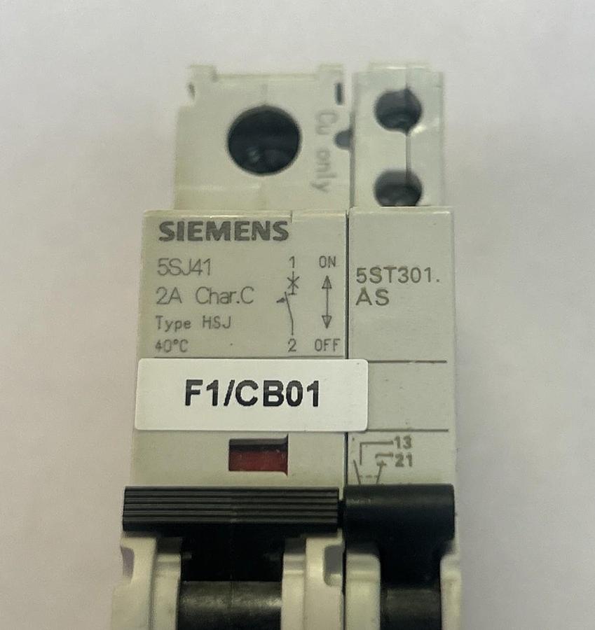 Used SIEMENS,5SJ4102-7HG40,CIRCUIT BREAKER 2A 230V 1P