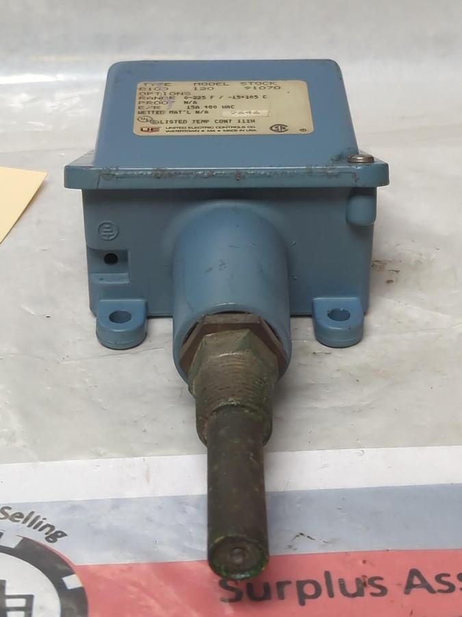 Used UNITED ELECTRIC,B100-120,TEMPERATURE CONTROLLER 0-225F PRE-OWNED