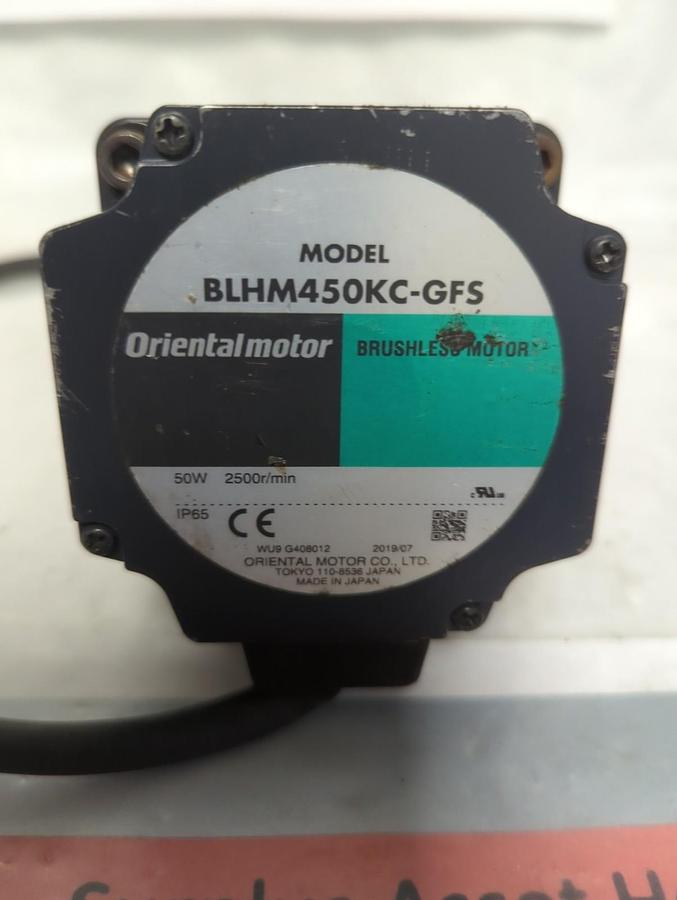Used ORIENTAL MOTOR,GFS4GS/BLHM450KC-GFS,STEP MOTOR AND GEAR BOX ASSEMBLY PRE-OWNED