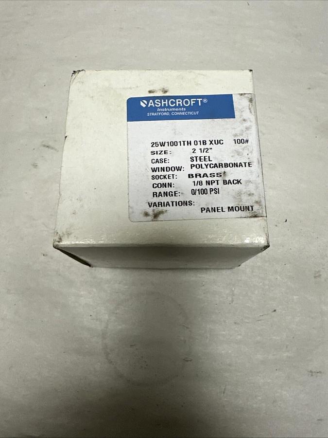 Used Ashcroft,25W1001TH01BXUC,2.5" Steel 1/8" Back Mount 100PSI Gauge