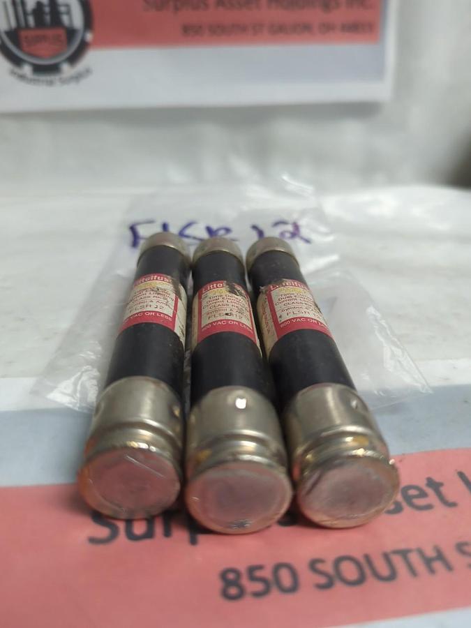 Used LITTELFUSE,FLSR 12,SLO-BLO 12 AMP FUSE LOT OF 3 PRE-OWNED