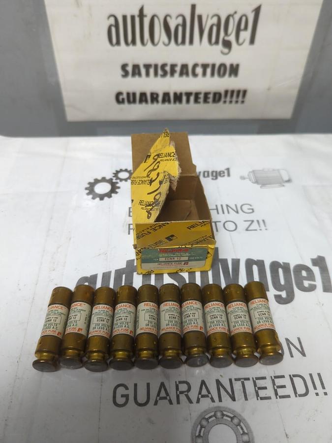 RELIANCE,ECNR 12,TIME DELAY 12 AMP FUSES BOX OF 10 NEW