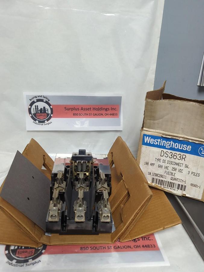 WESTINGHOUSE,DS363R,TYPE DS DISCONNECT SWITCH 3-POLE 100 AMP 600VAC 250VDC NOS