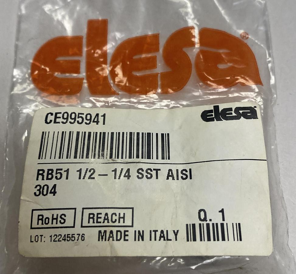 Used ELESA,CE995941 RB51 1/2-1/4 SST AISI 304,HOLE REDUCTION SLEEVE NEW