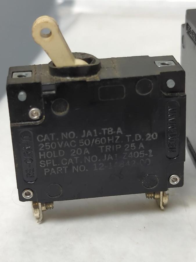 Used HEINEMANN,JA1-T8-A,CIRCUIT BREAKER 20 AMP LOT OF 5 PRE-OWNED
