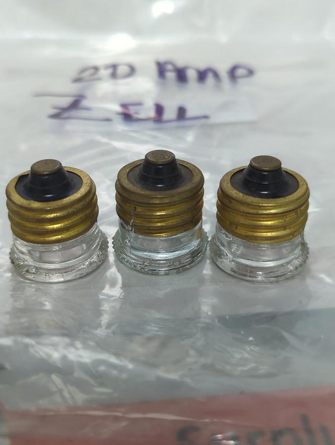 Used ZELL-CEFCO,LD-53,SCREW IN FUSE 20 AMP LOT OF 3 PRE-OWNED