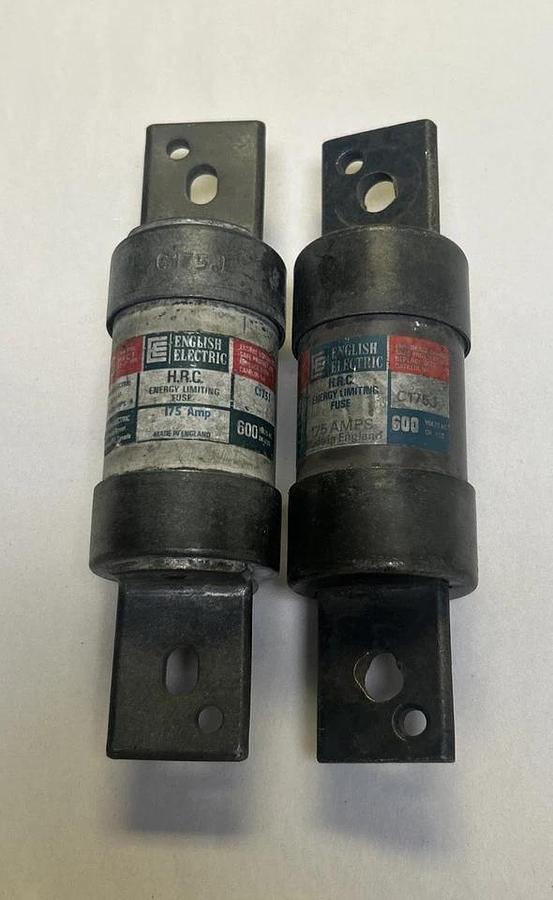 Used ENGLISH ELECTRIC,C175J,ENERGY LIMITING FUSE 175A 600V LOT OF 2