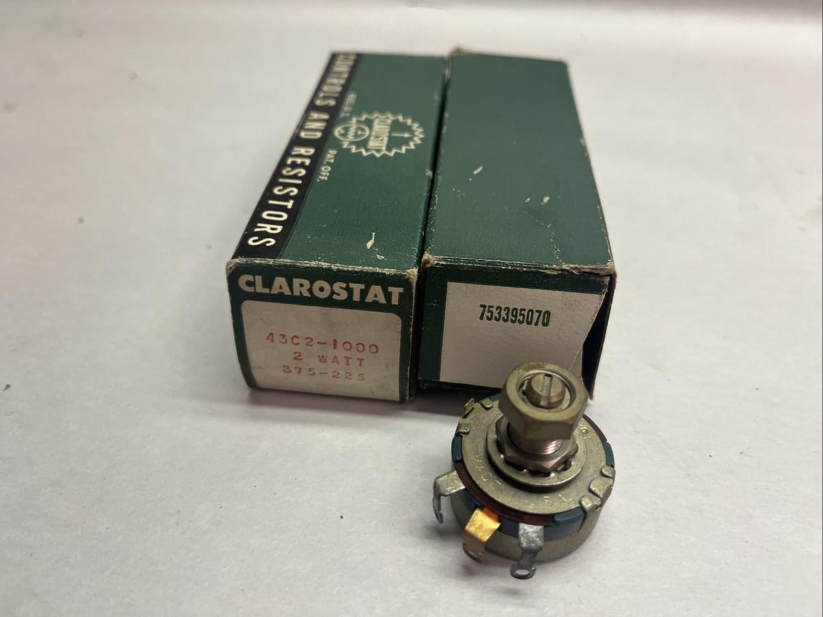 CLAROSTAT,43C2-1000,POTENTIOMETER 2 WATT LOT OF 2