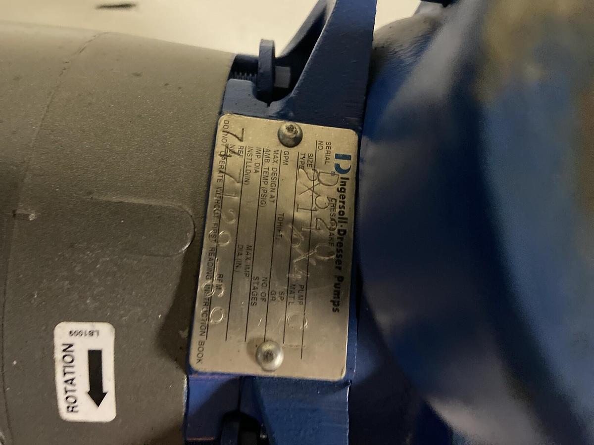 Used Ingersoll Dresser,56J,2x1-1/2x4 Pump with Baldor 3Hp 230/460V 3450RPM 56J